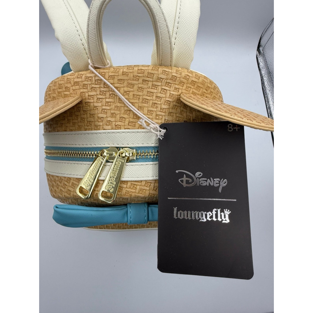 Disney Loungefly Minnie Mouse Straw Floral Embroidered Mini Backpack Blue Bow NW - Picture 7 of 7